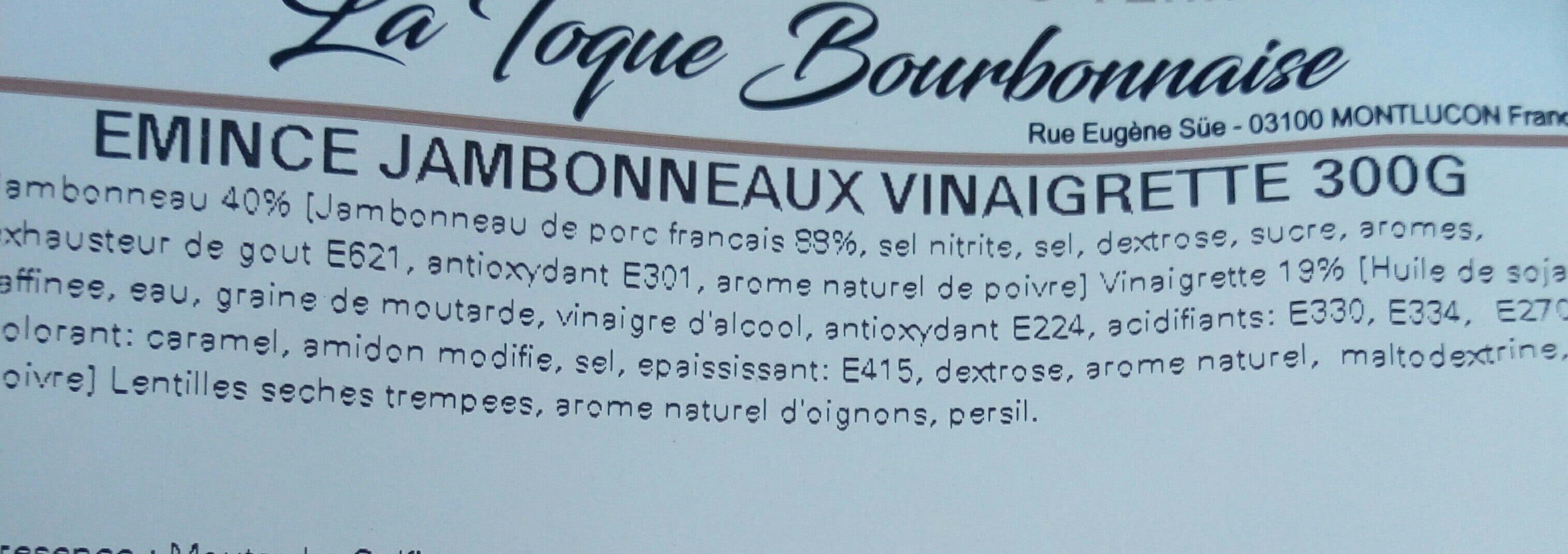 La Toque Bourbonnaise Emincé jambonneau vinaigrette packshot