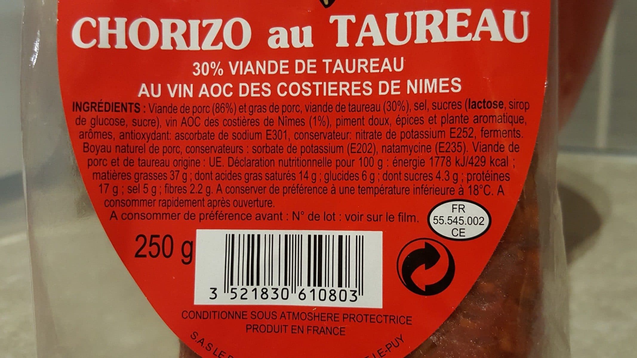 Le Batistou Chorizo au taureau packshot