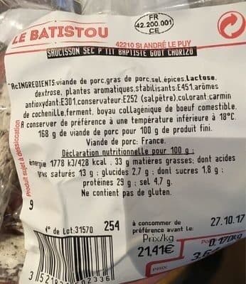 Le Batistou Saucisson sec packshot