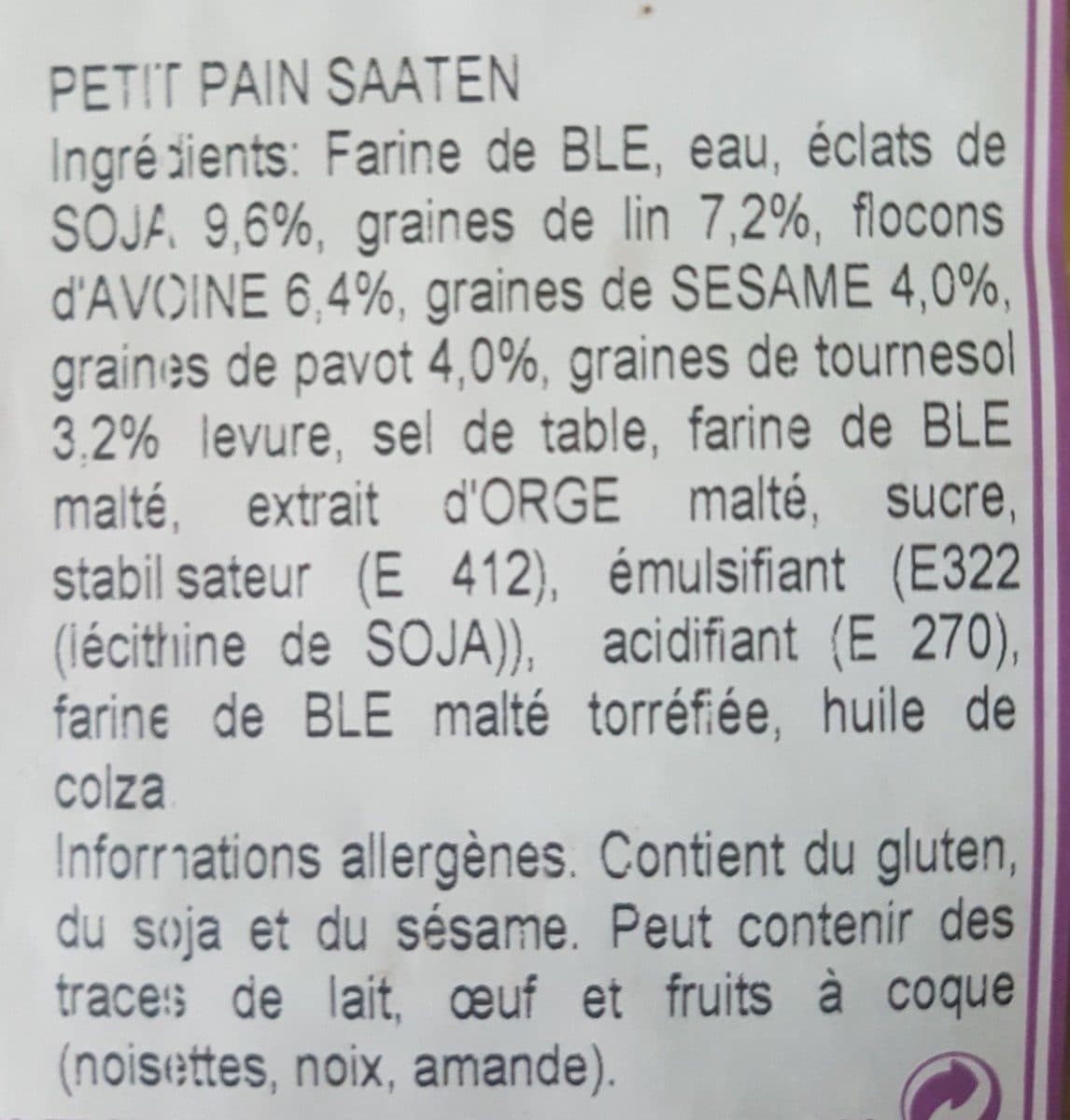 Open Food Facts Petit pain Saaten : lot de 4 : 4x75g packshot