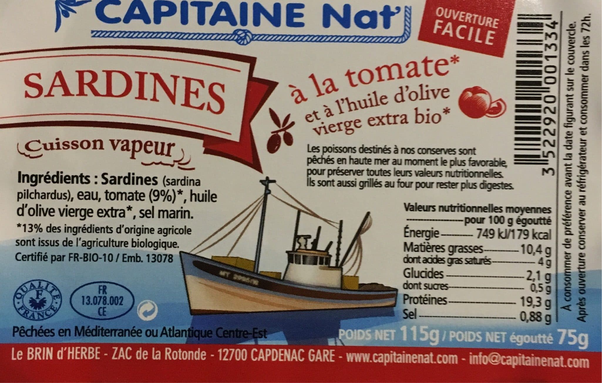 Capitaine Nat Sardines à la tomate packshot