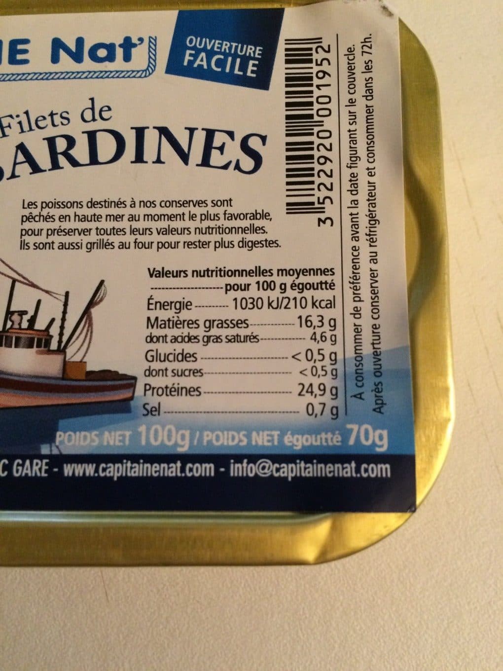 Capitaine Nat’ Filets de sardines packshot