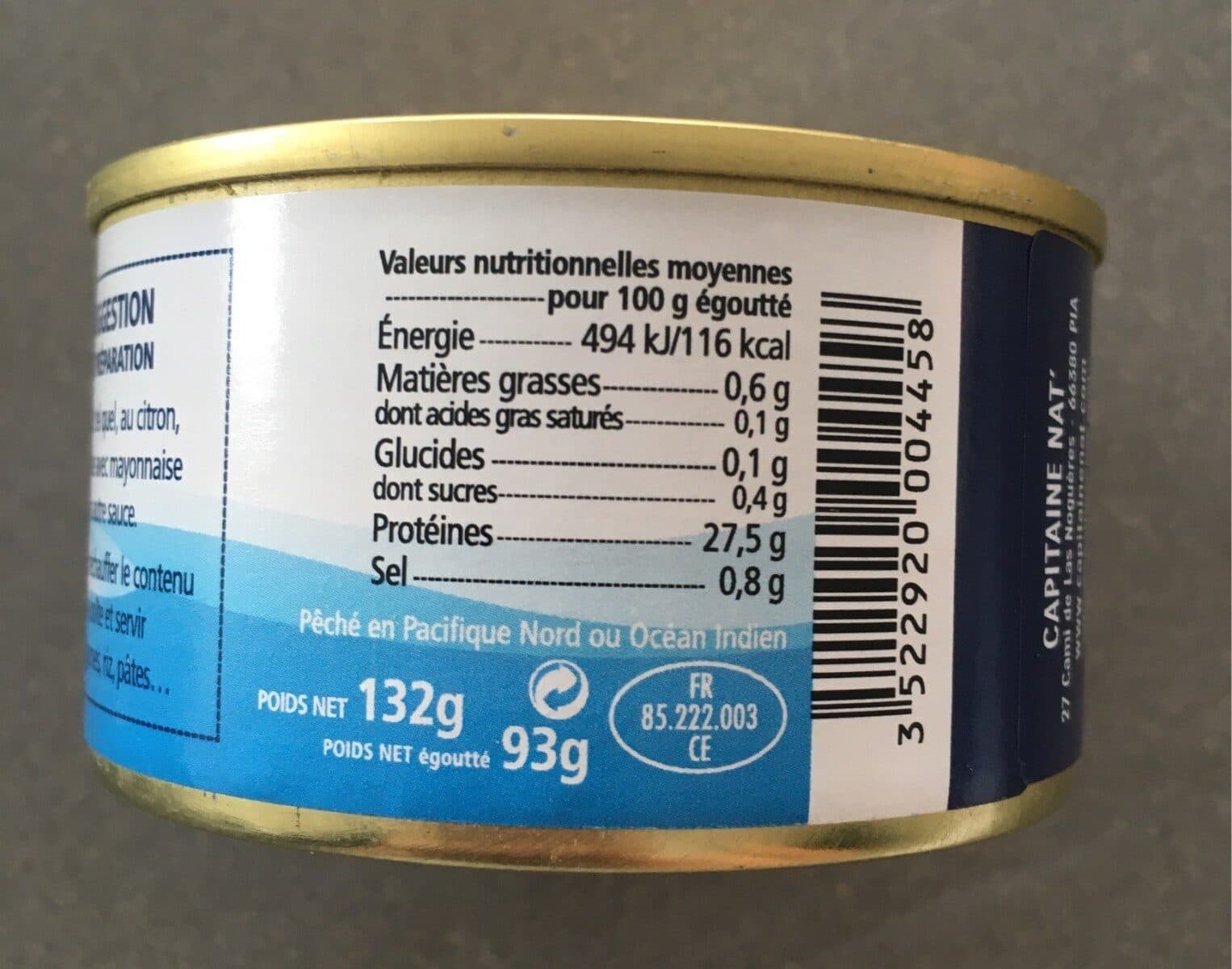 Capitaine Nat' Thon Blanc Germon Au Naturel packshot