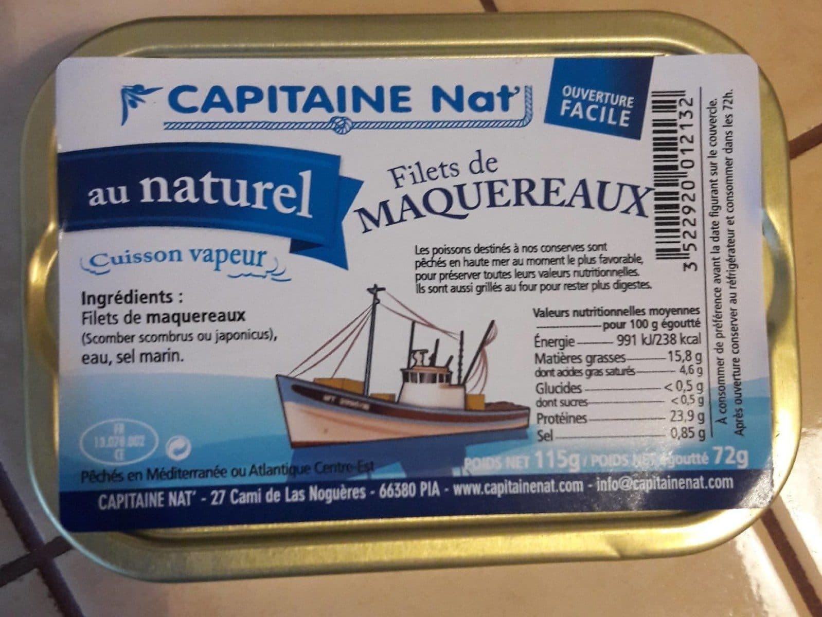 Capitaine nat Filets de maquereaux au naturel packshot