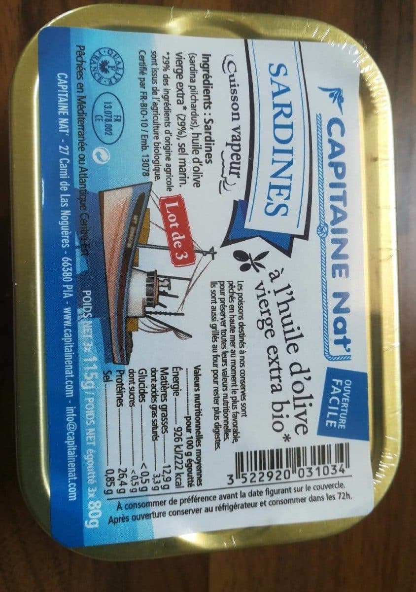 Capitaine Nat' Sardine à l'huile d'olive vierge extra bio packshot