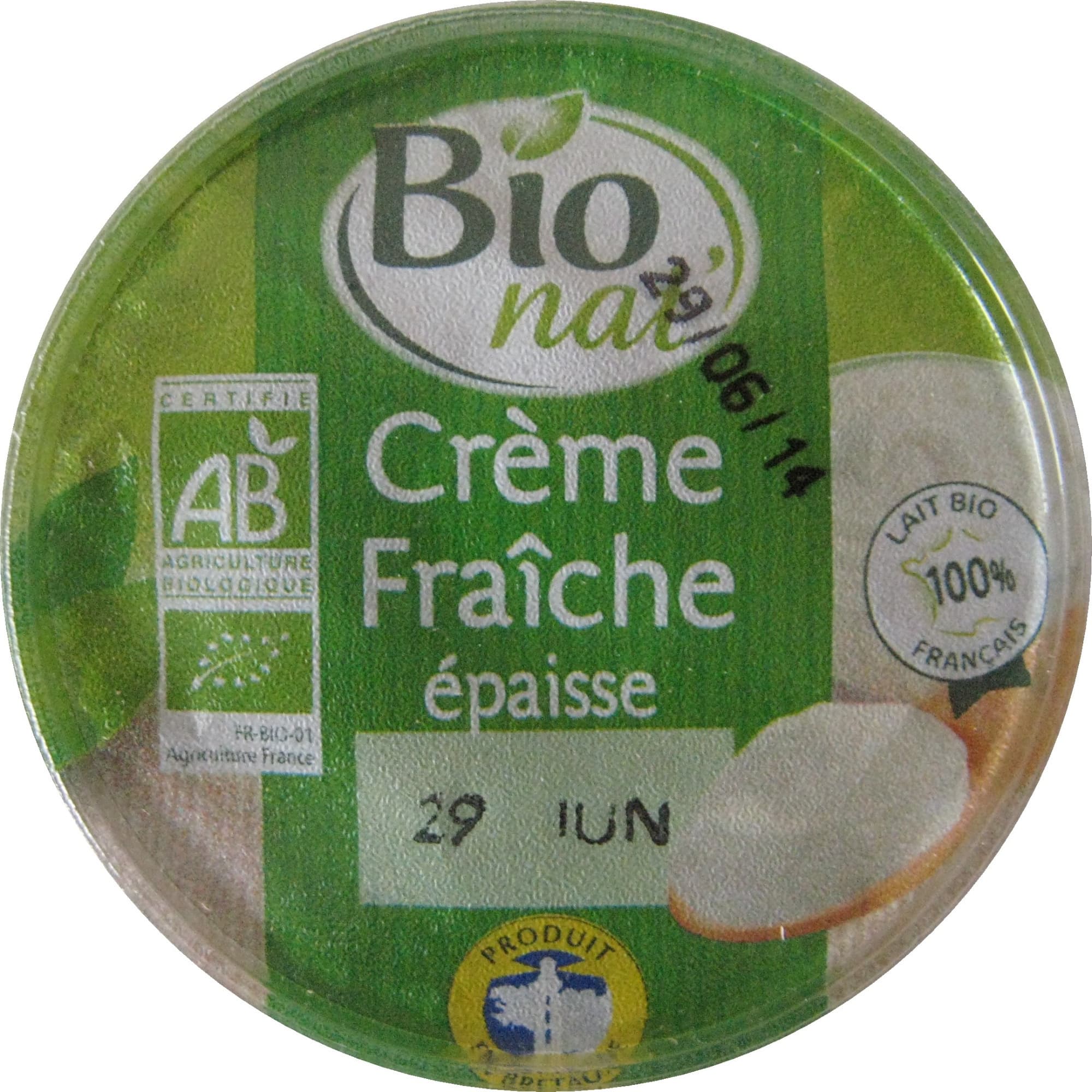 Bio nat' Crème fraîche épaisse 40 cl 30% de mat. gr. Bio nat' packshot