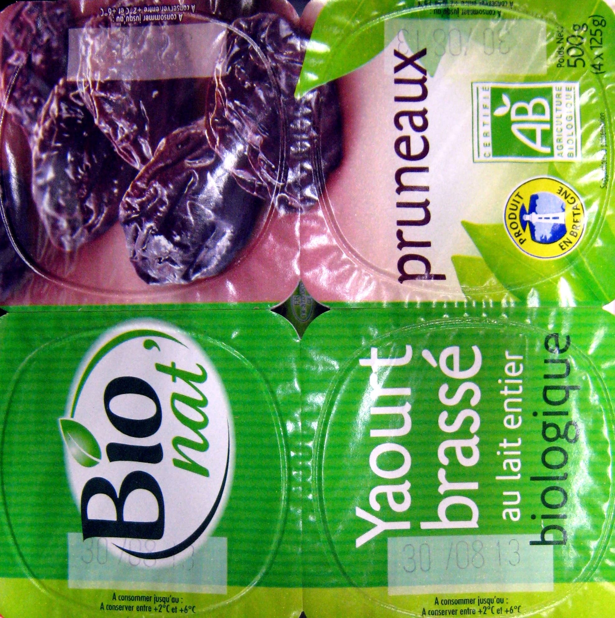 Bionat Yaourts au lait entier pruneaux Bio Bionat packshot