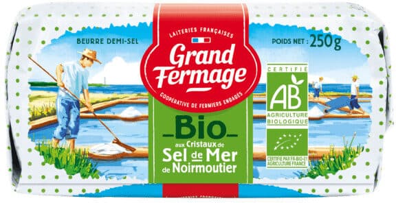 EURIAL Beurre moulé biologique aux cristaux de sel de Mer de Noirmoutier packshot