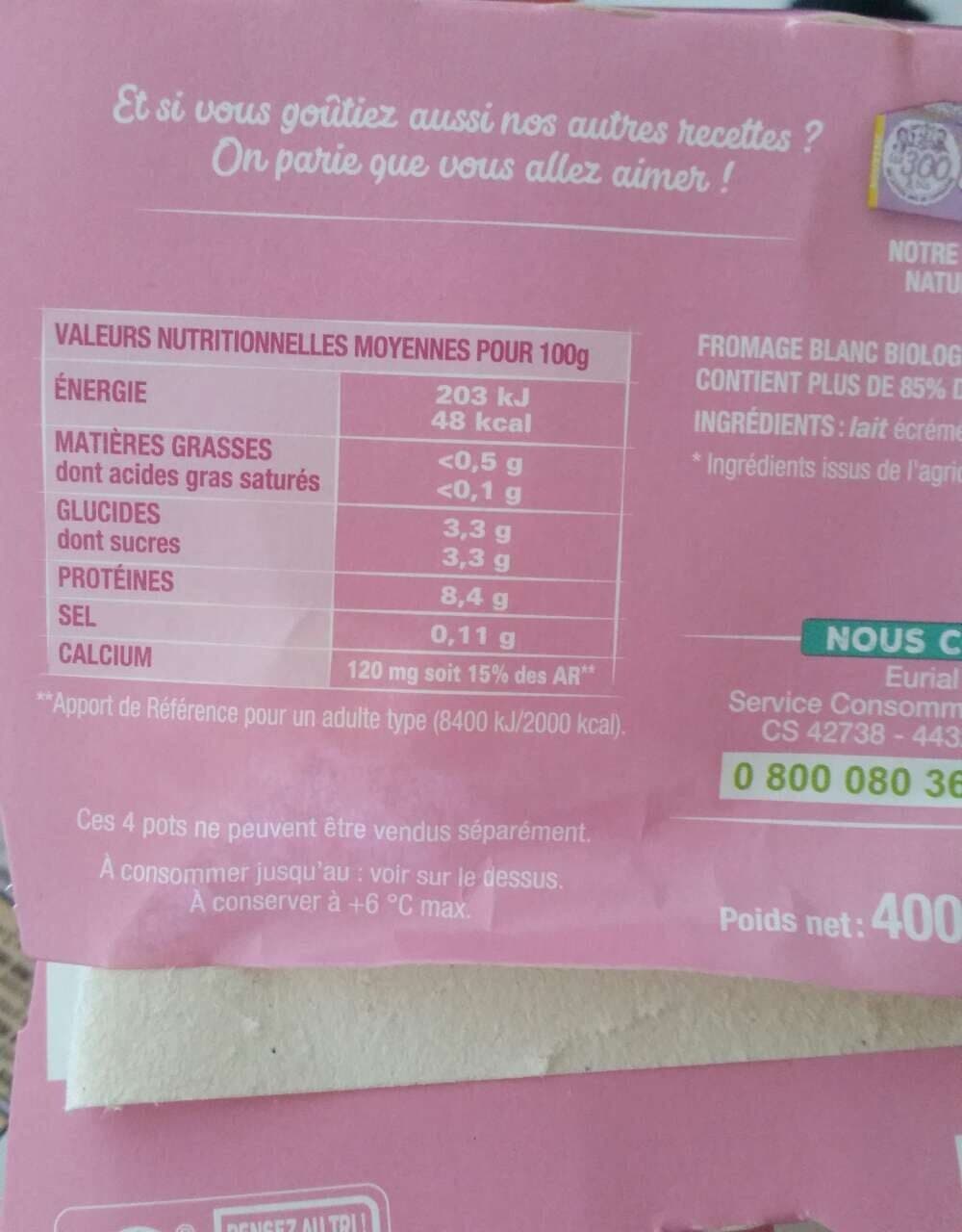 Les 300 & Bio Notre Fromage Blanc Nature packshot