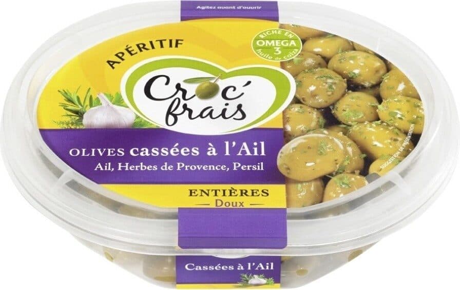 Croc'frais Olives cassées à l'ail packshot
