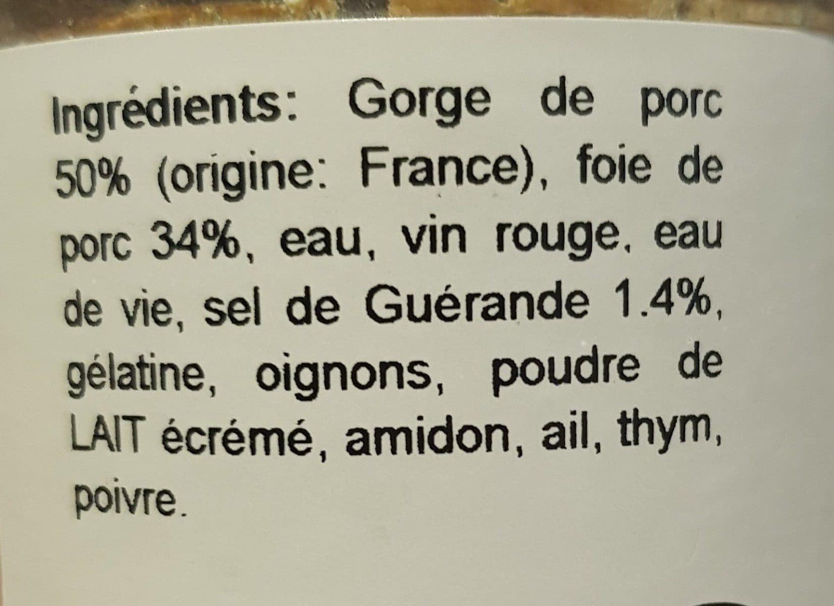 Open Food Facts Terrine campagnarde au sel de Guerande packshot