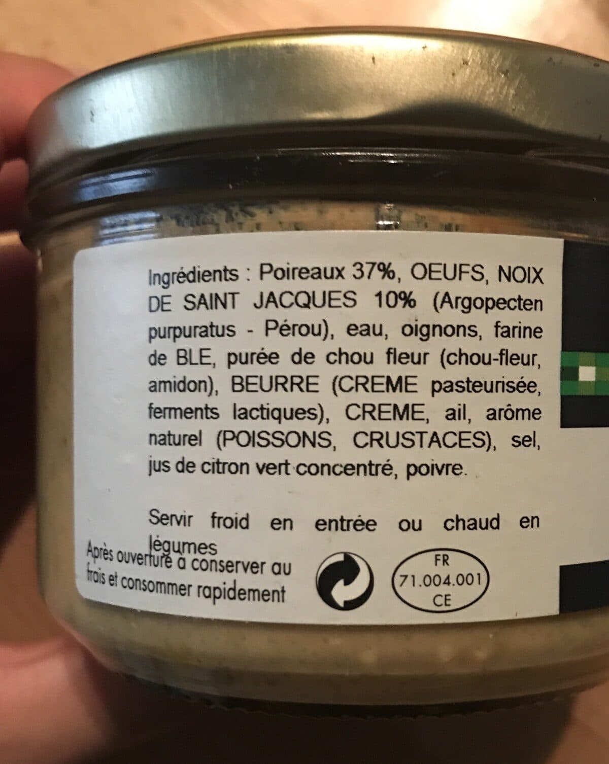 Open Food Facts Timbale à la Fondue de Poireaux aux Noix de saint jacques packshot