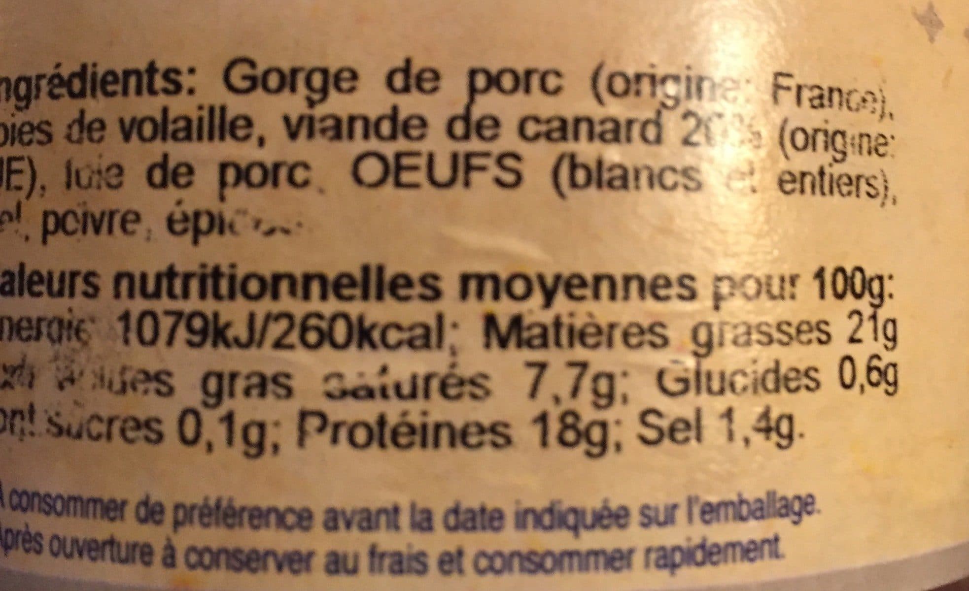 Open Food Facts Terrine de canard packshot