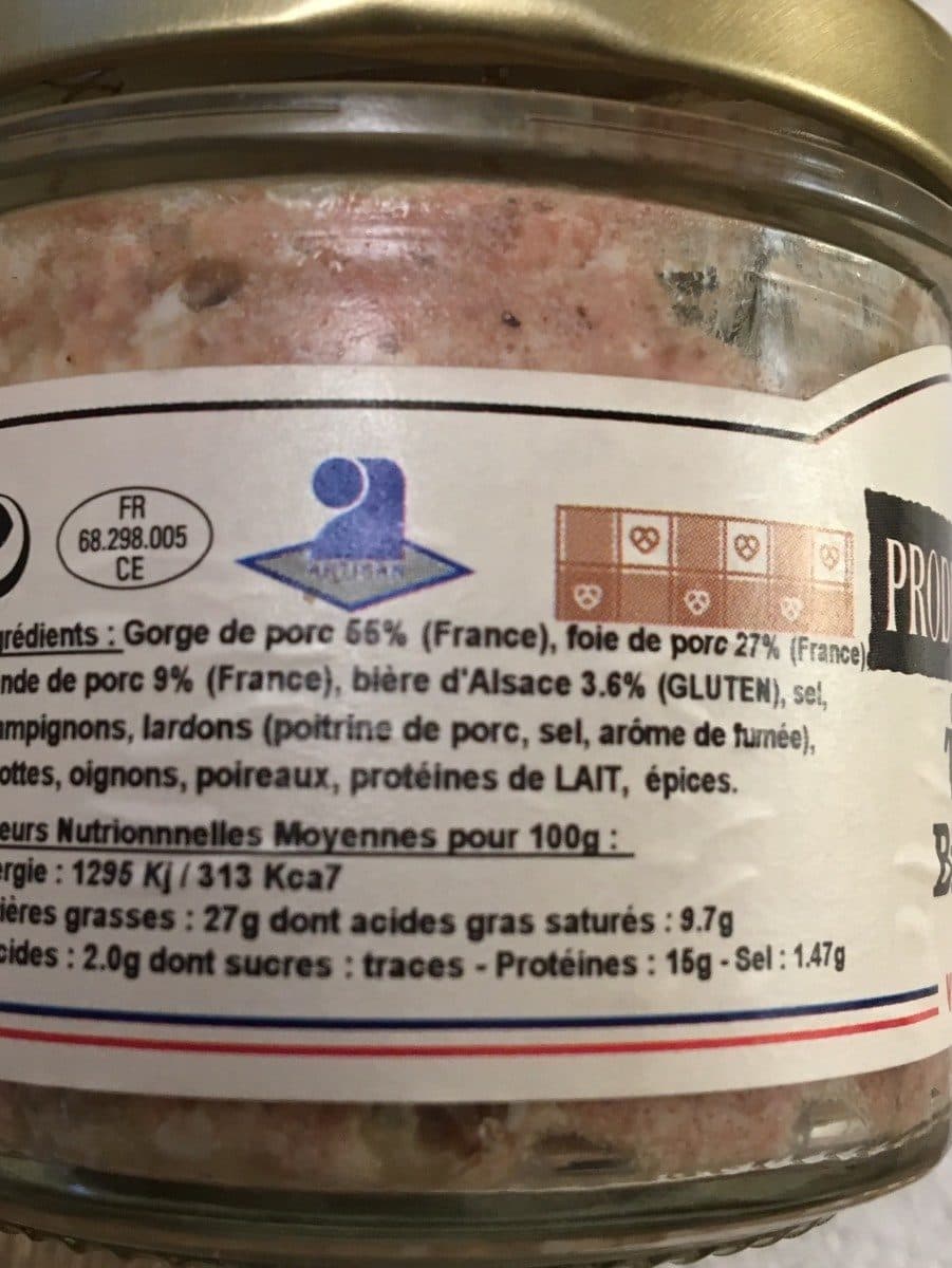 Produits de la Cigogne Terrine à la bière d'Alsace packshot