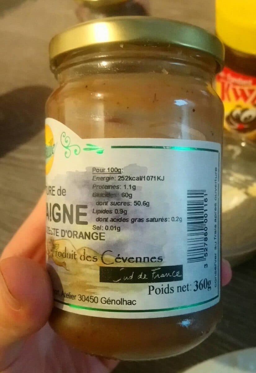 Verfeuille Confiture de chataignes des Cevennes au zeste d'orange packshot