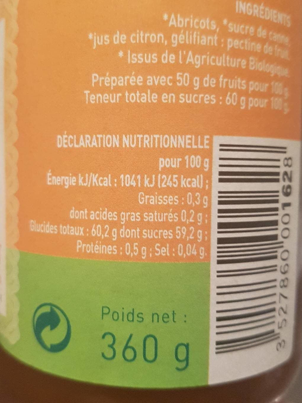 verfeuille Confiture d'abricot bio VERFEUILLE packshot