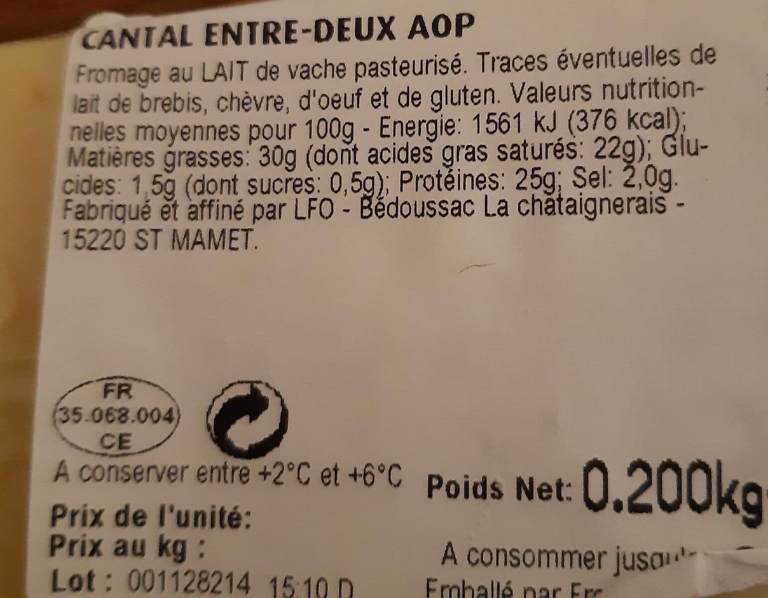 Fromapac Cantal entre deux packshot