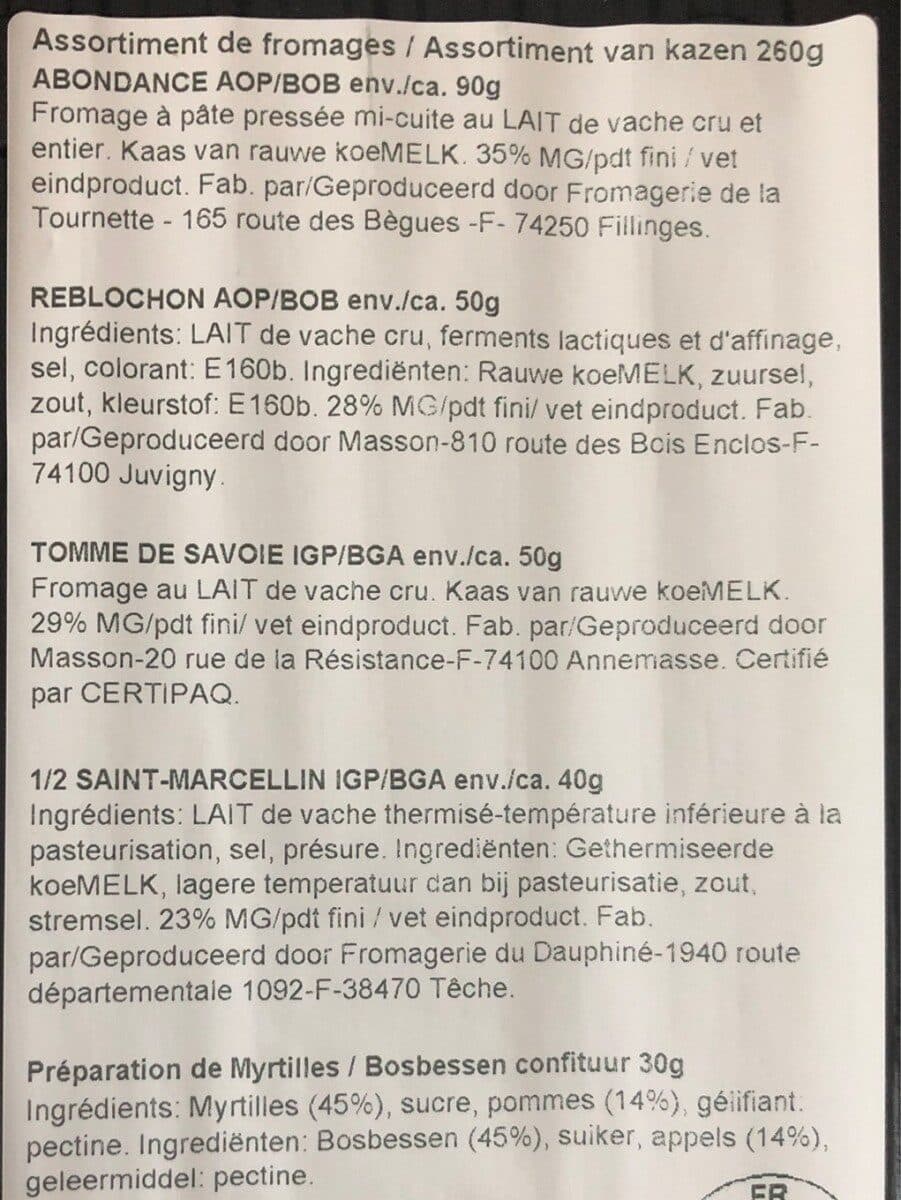 Open Food Facts Assortiment de fromages Savoie Dauphiné packshot