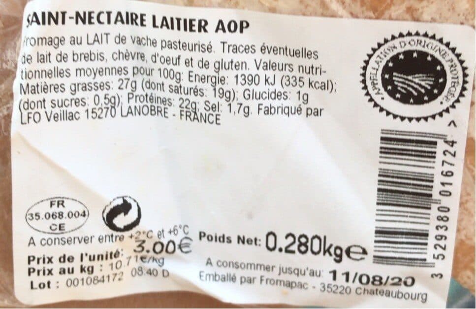 Intermarché Saint nectaire packshot