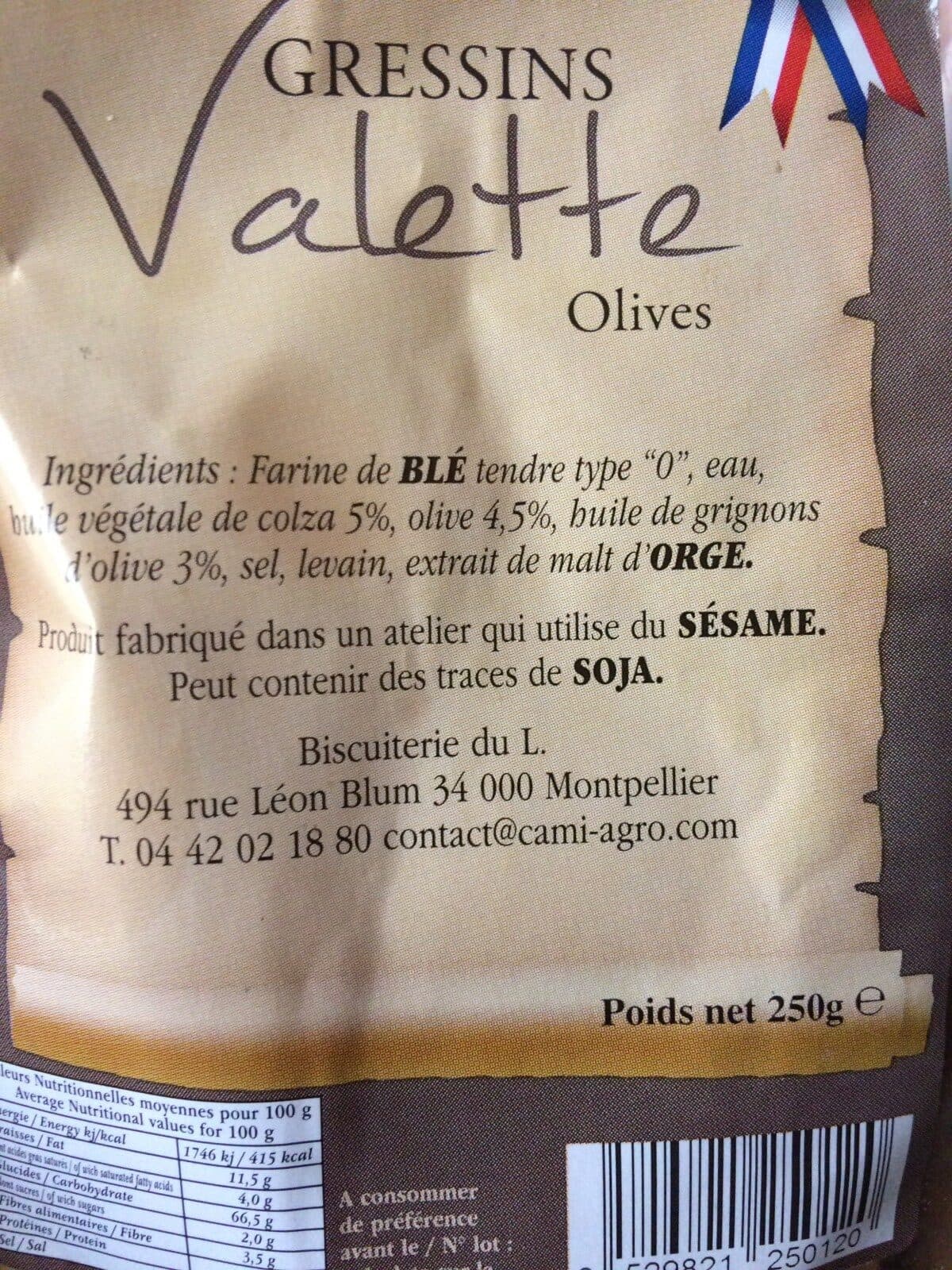 Open Food Facts Gressins valette olive packshot