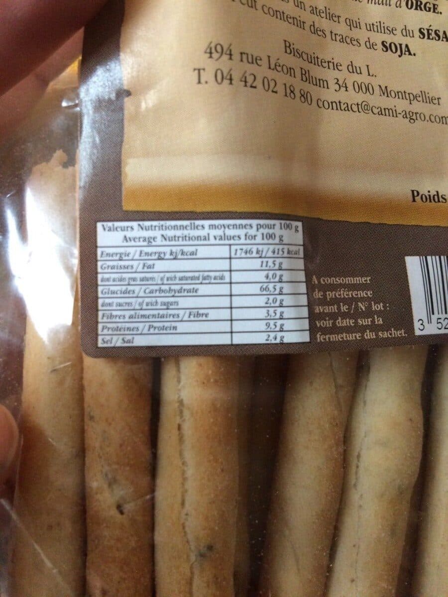 Open Food Facts Gressins valette olive packshot