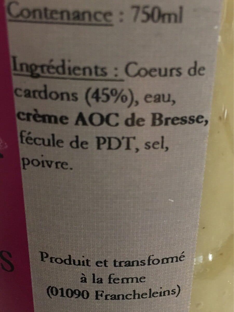 Maison Héritier Velouté de cœurs de cardons packshot