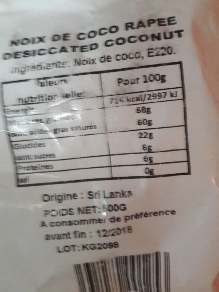 Open Food Facts Noix de coco râpée 500gr packshot