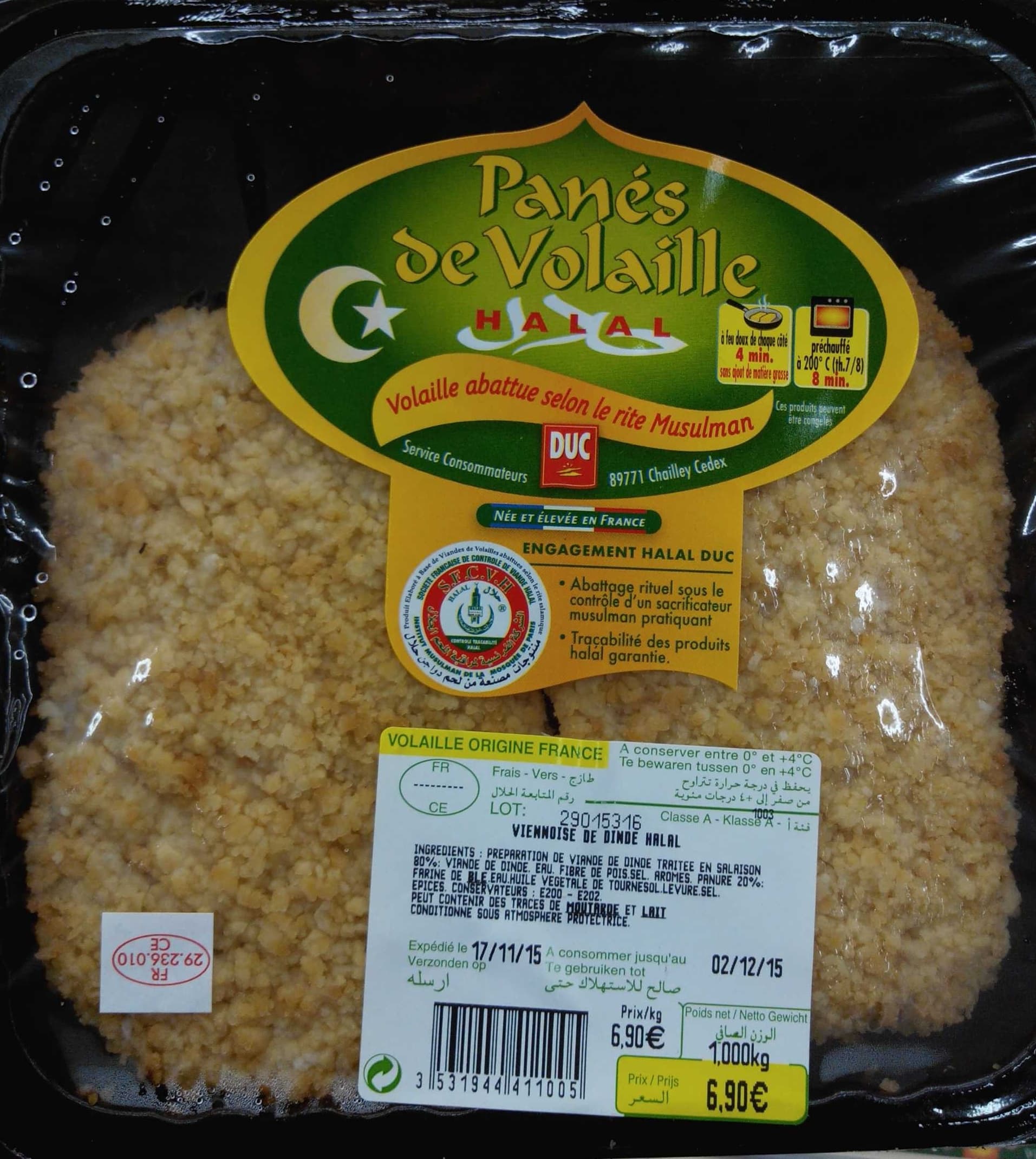 Duc Panés de volaille halal packshot