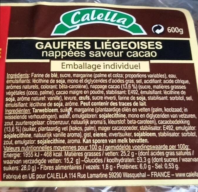 Open Food Facts Gaufrres liegeoises nappées saveur cacao packshot