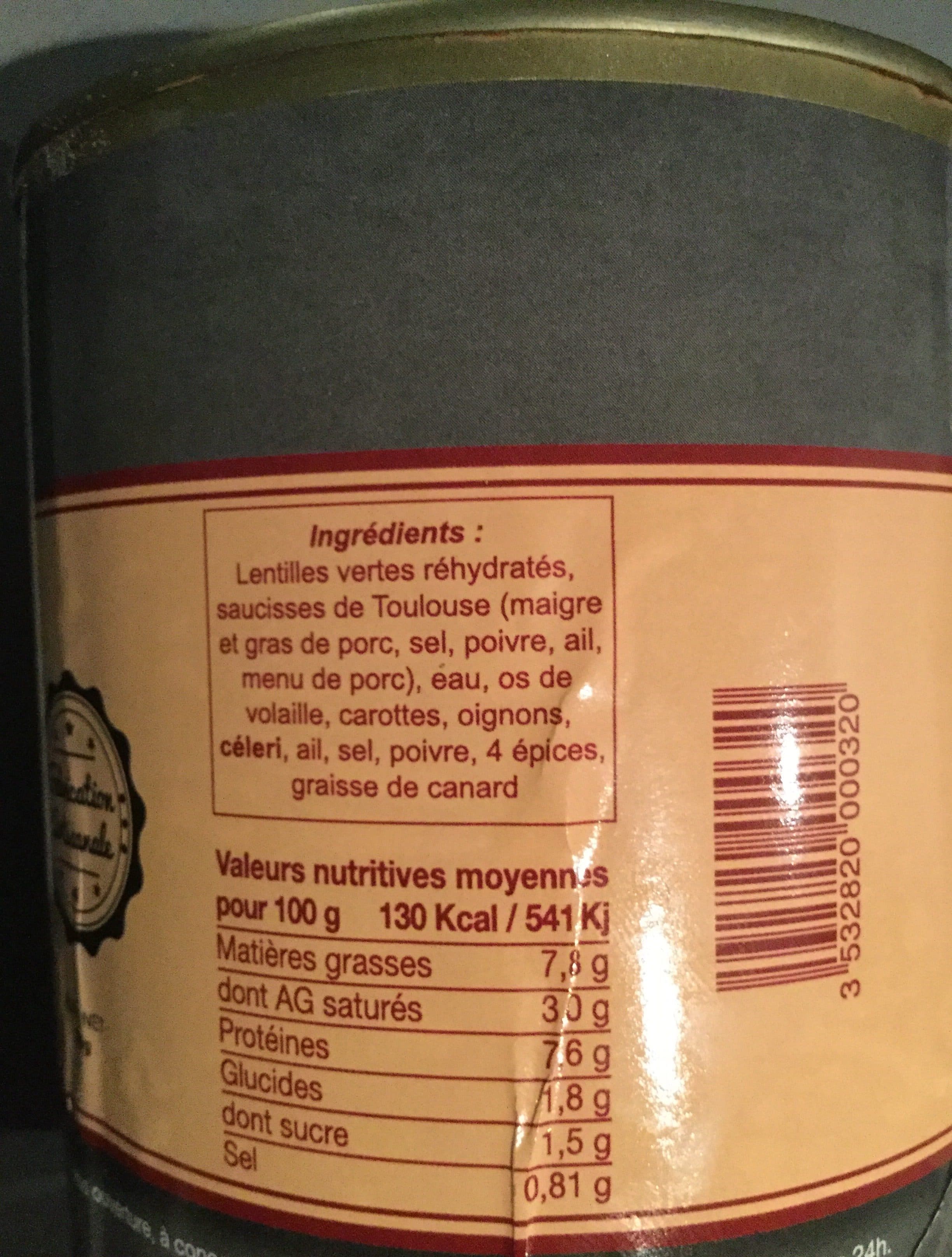 Berthon Lentilles saucisses packshot