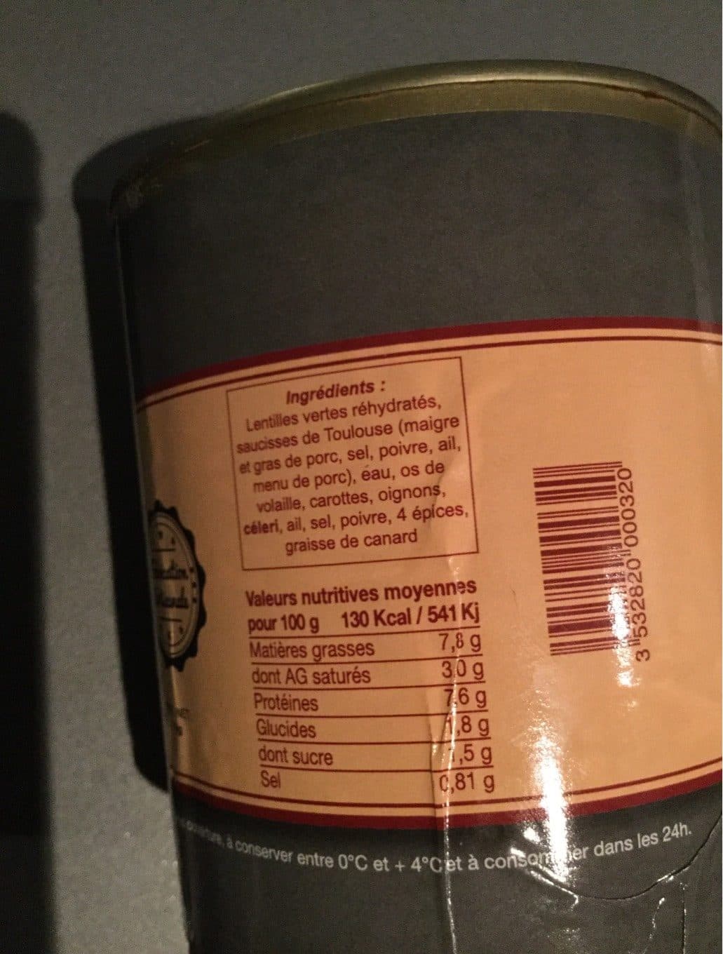 Berthon Lentilles saucisses packshot