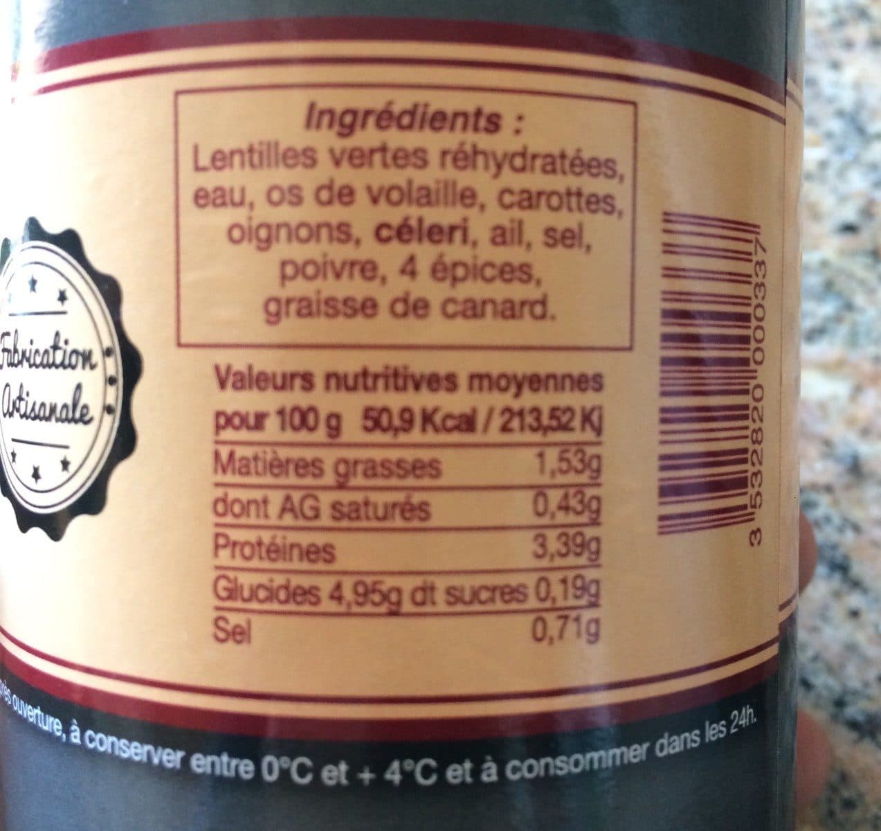 Open Food Facts Lentille s cuisnées à la Landaise packshot