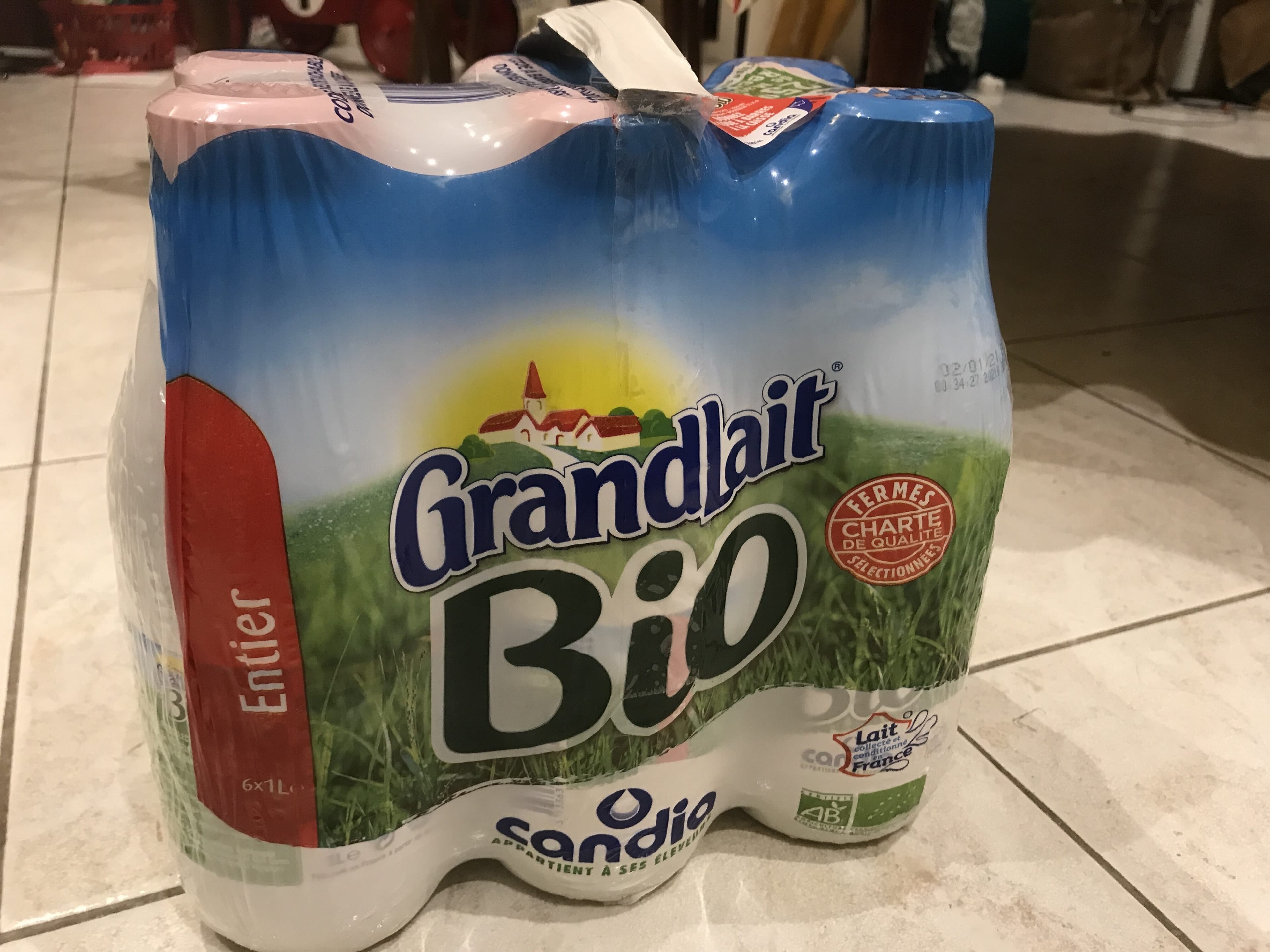 Candia Biolait Biologique Entier 6x1L packshot