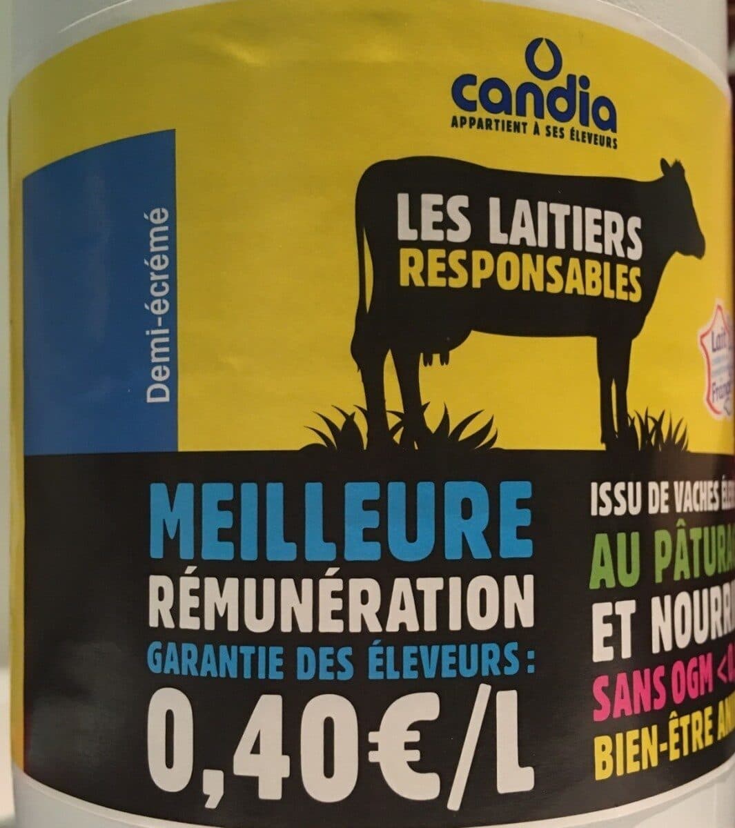 Candia Les laitiers responsables demi-écrémé packshot