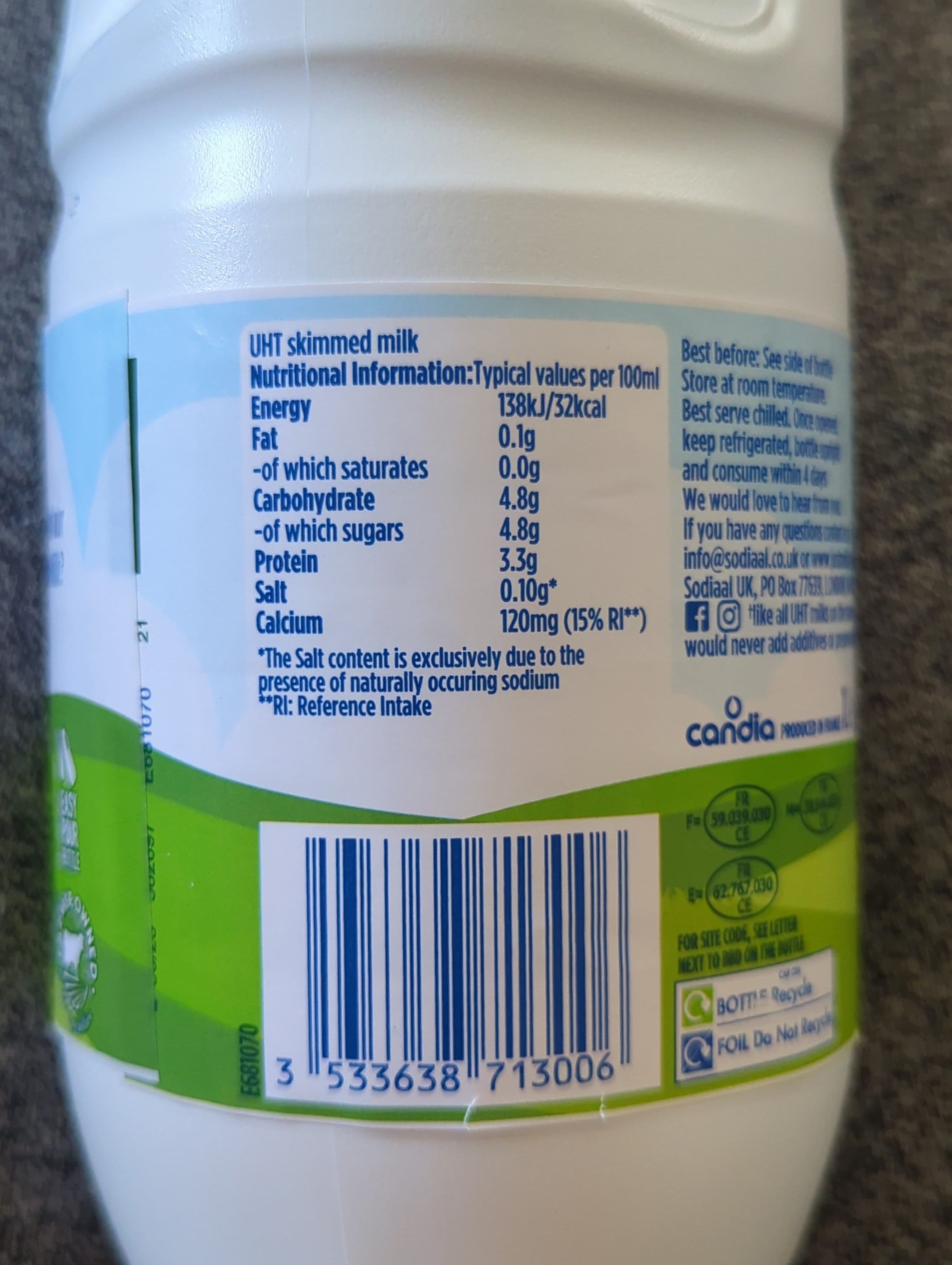 Candia Just Milk Skimmed packshot