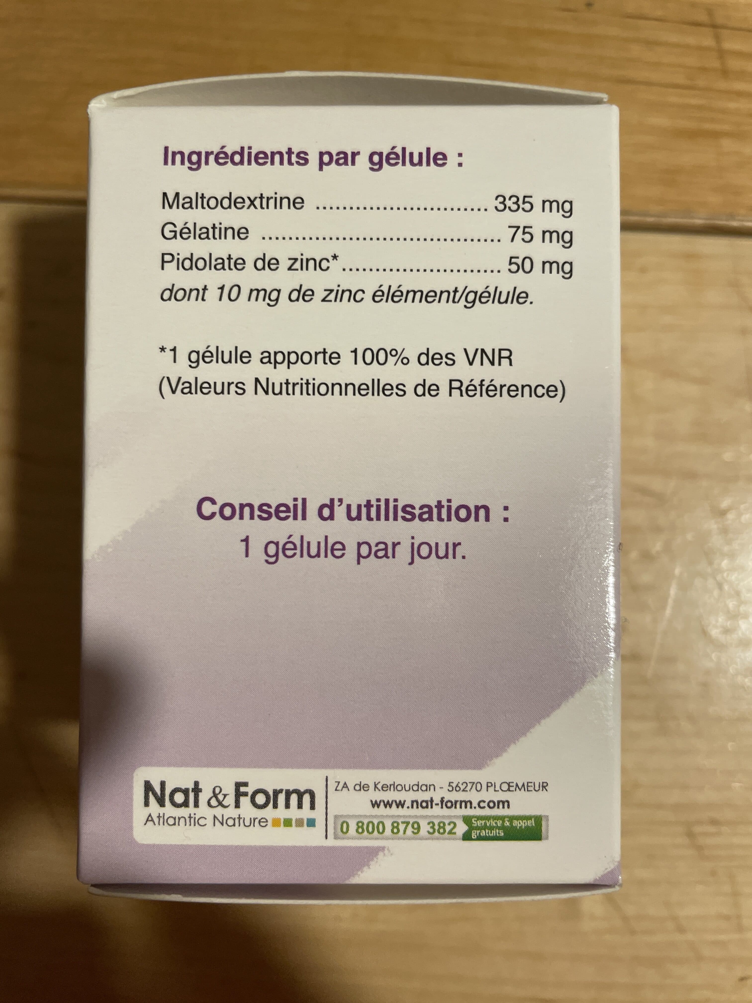 Nat & Form Zinc - 100 Gélules - Nat & Form packshot