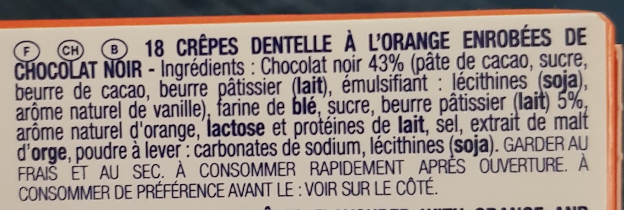 Open Food Facts Crêpe dentelle au chocolat noir à l'orange GAVOTTES packshot