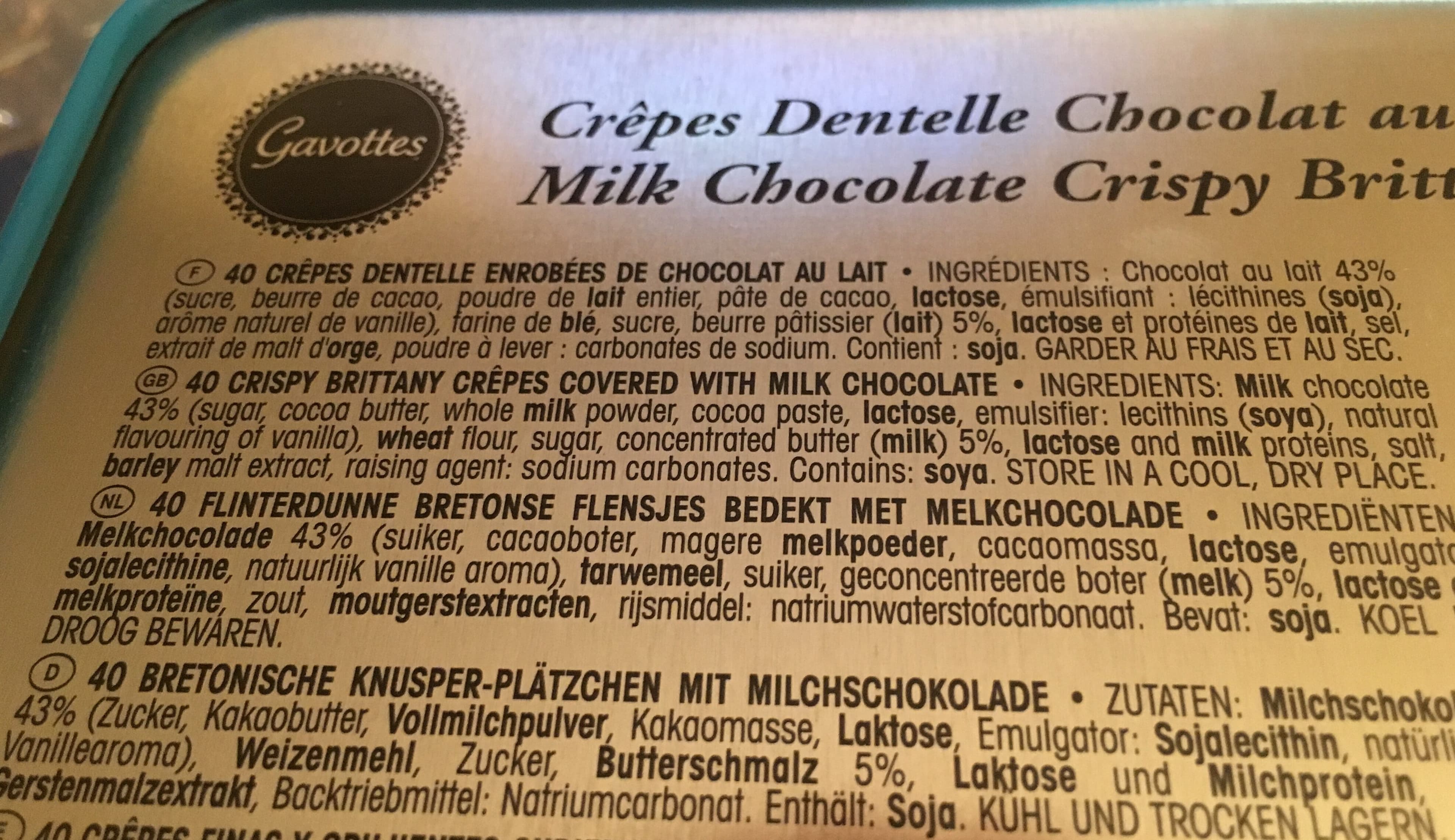 Gavottes Crêpes dentelle chocolat au lait packshot