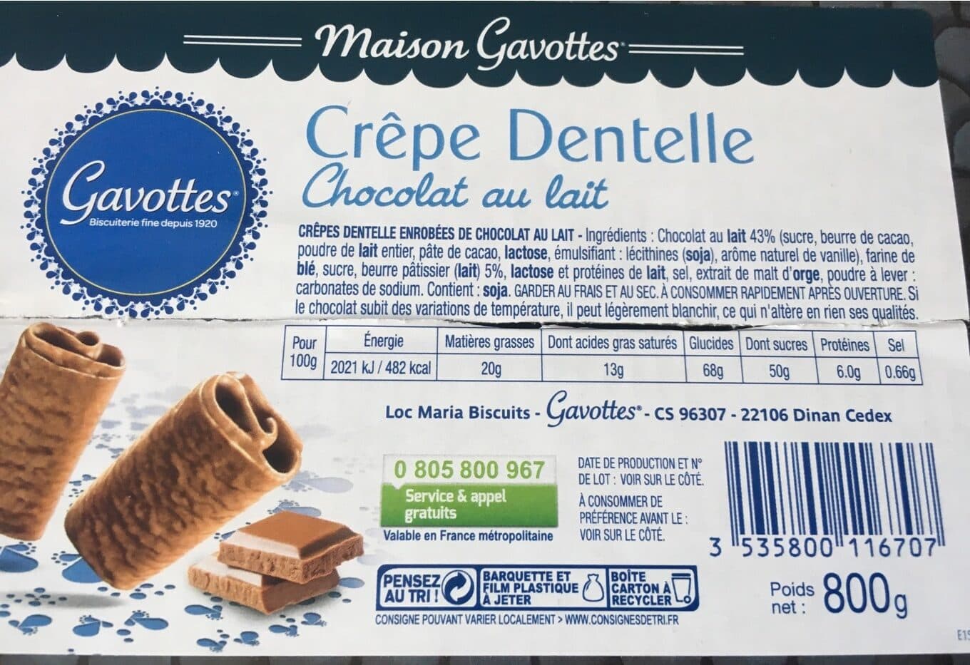Maison Gavottes Crêpes dentelle Chocolat au lait packshot