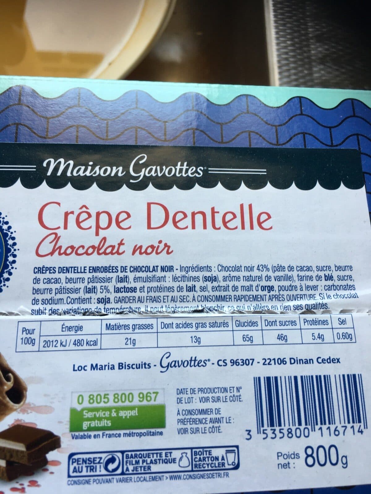 Gavottes Crêpe Dentelle Chocolat Noir packshot