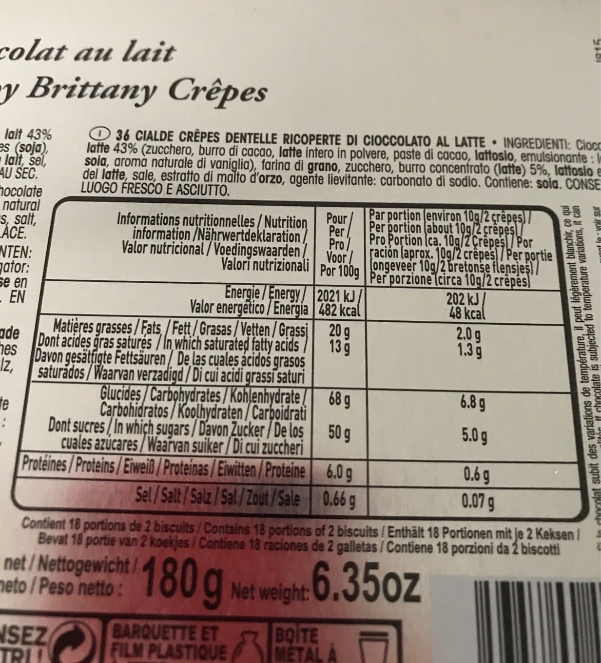 Gavottes Crepes dentelles chocolat au lait 180g packshot