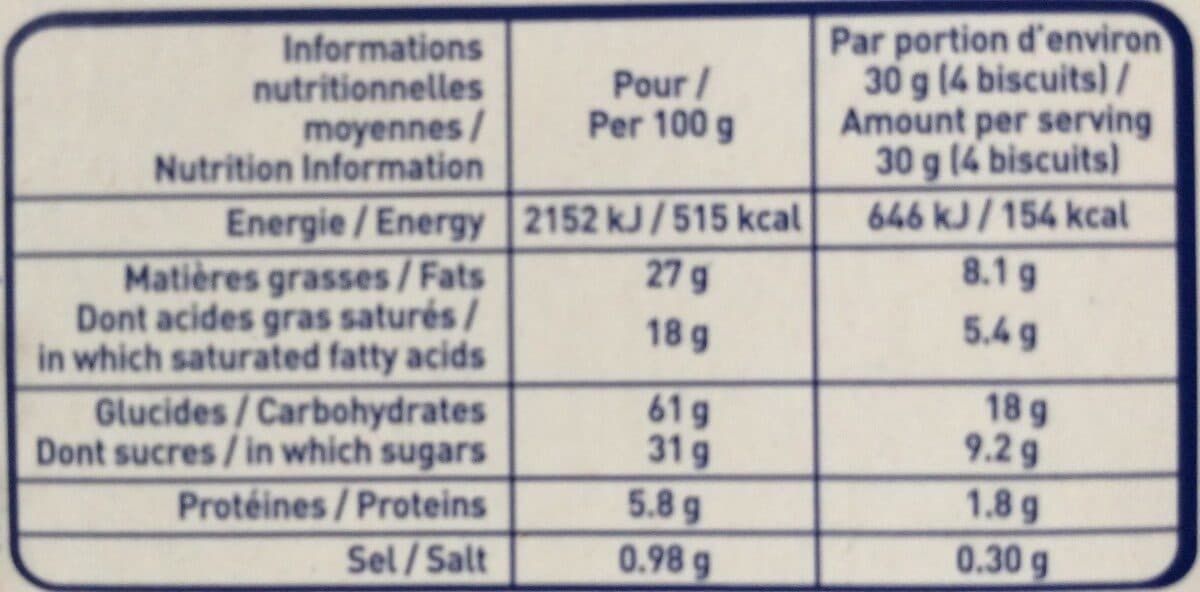 Open Food Facts Fine galette pépites de chocolat et orange packshot