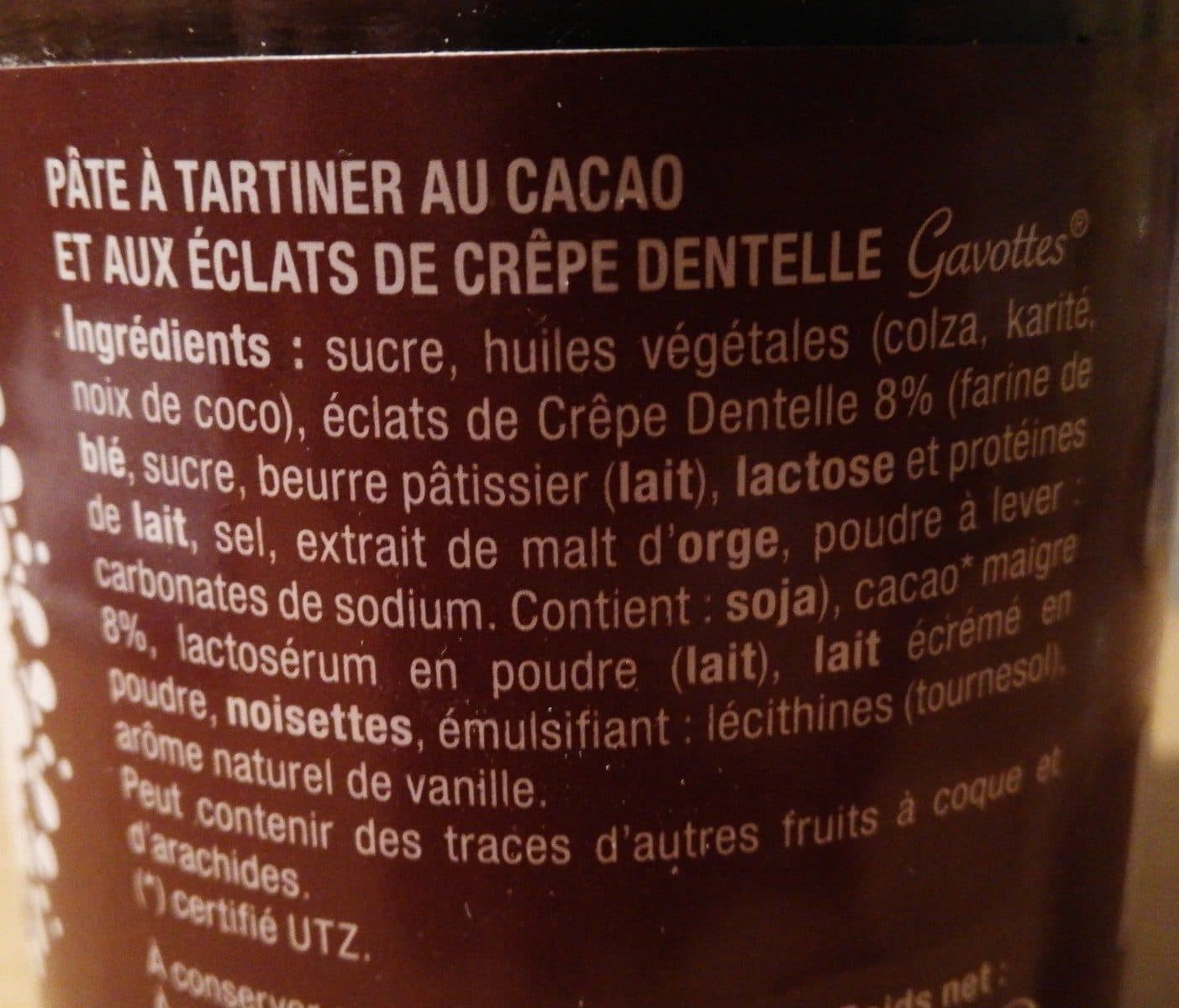 Gavottes Pate à tartiner cacao aux éclats de crêpe dentelle packshot