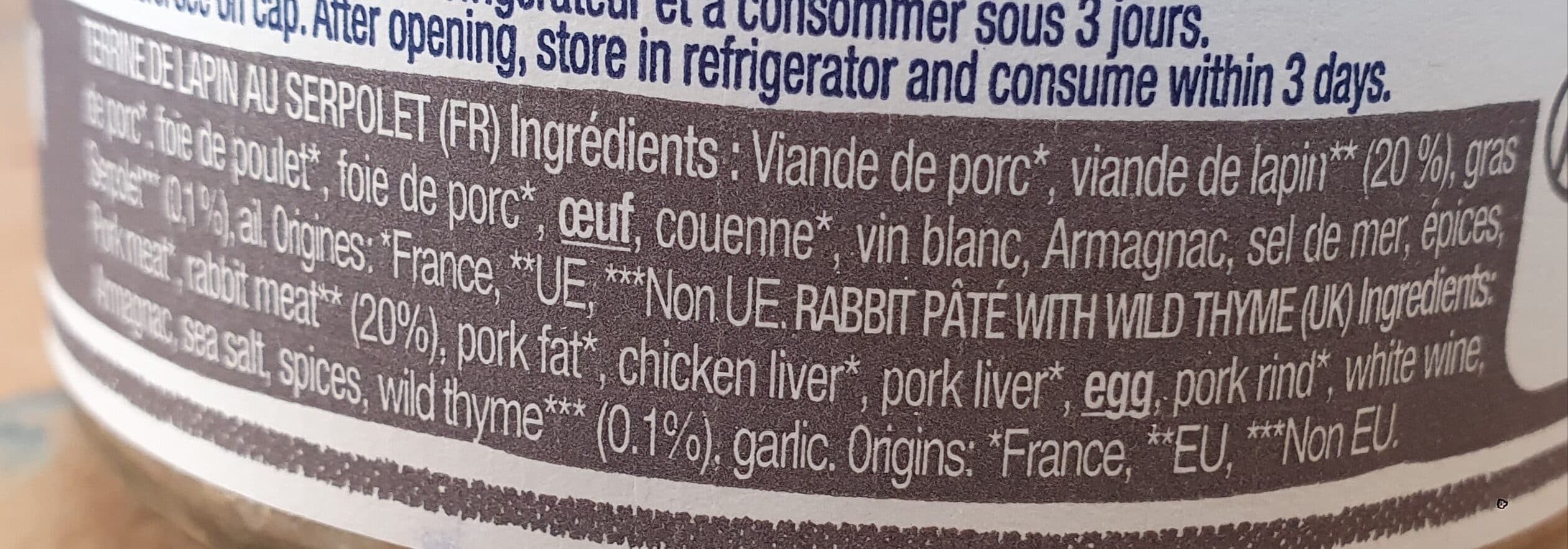 Hénaff Terrine de lapin au Serpolet packshot