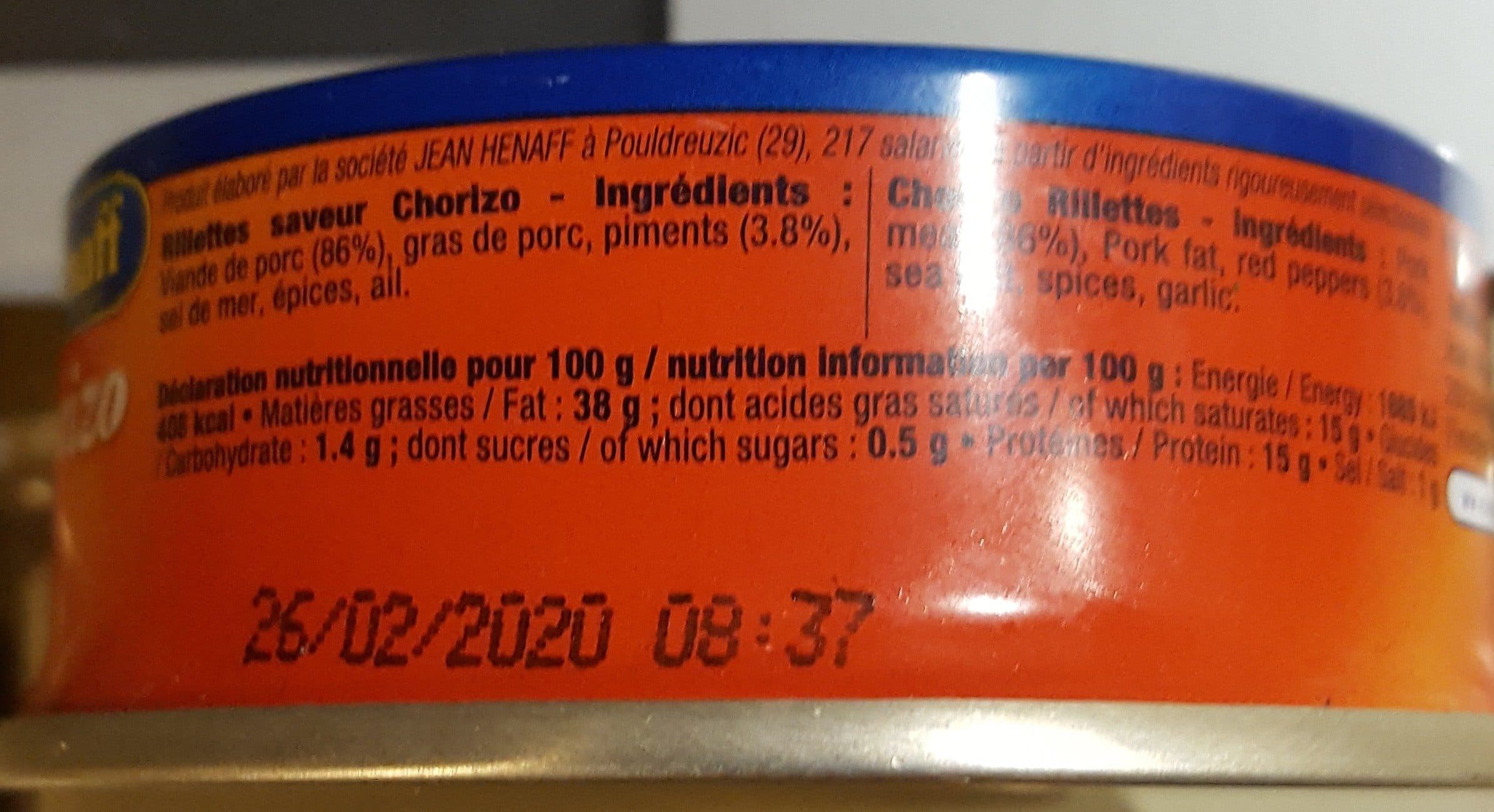 Hénaff Les Rillettes saveur Chorizo piment fumé d'Espagne packshot