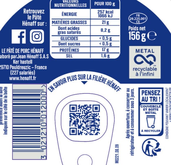 Hénaff Le pâté de porc Hénaff packshot