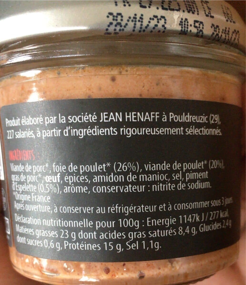 Hénaff Pâté de volaille au piment d'espelette packshot