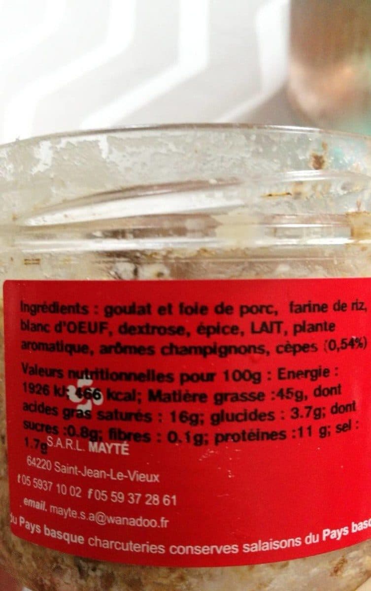 Open Food Facts Pâté aux cèpes packshot