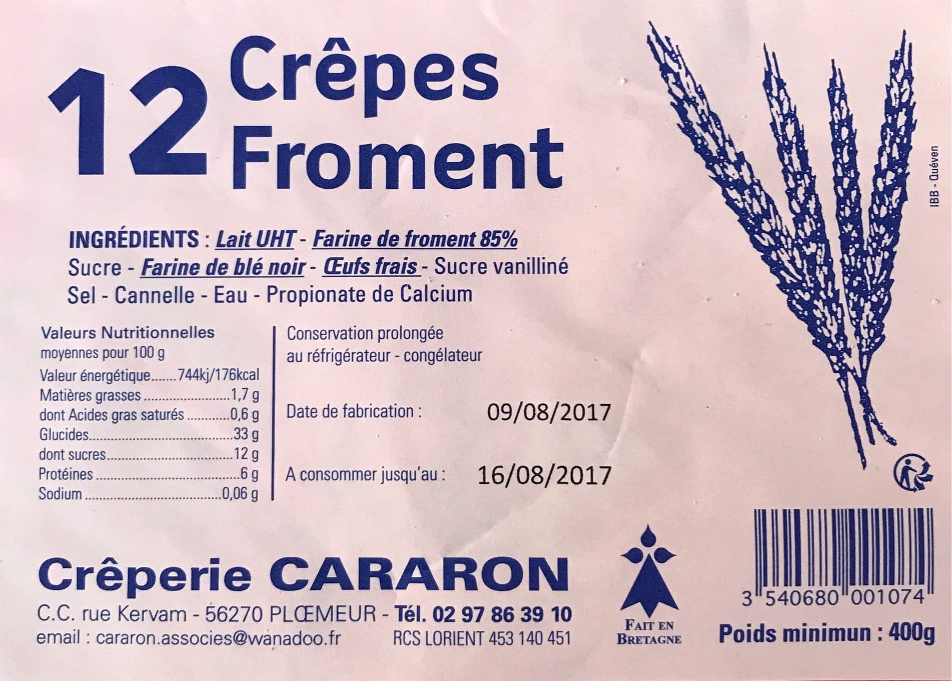 Creperie Cararon 12 Crêpes Froment packshot