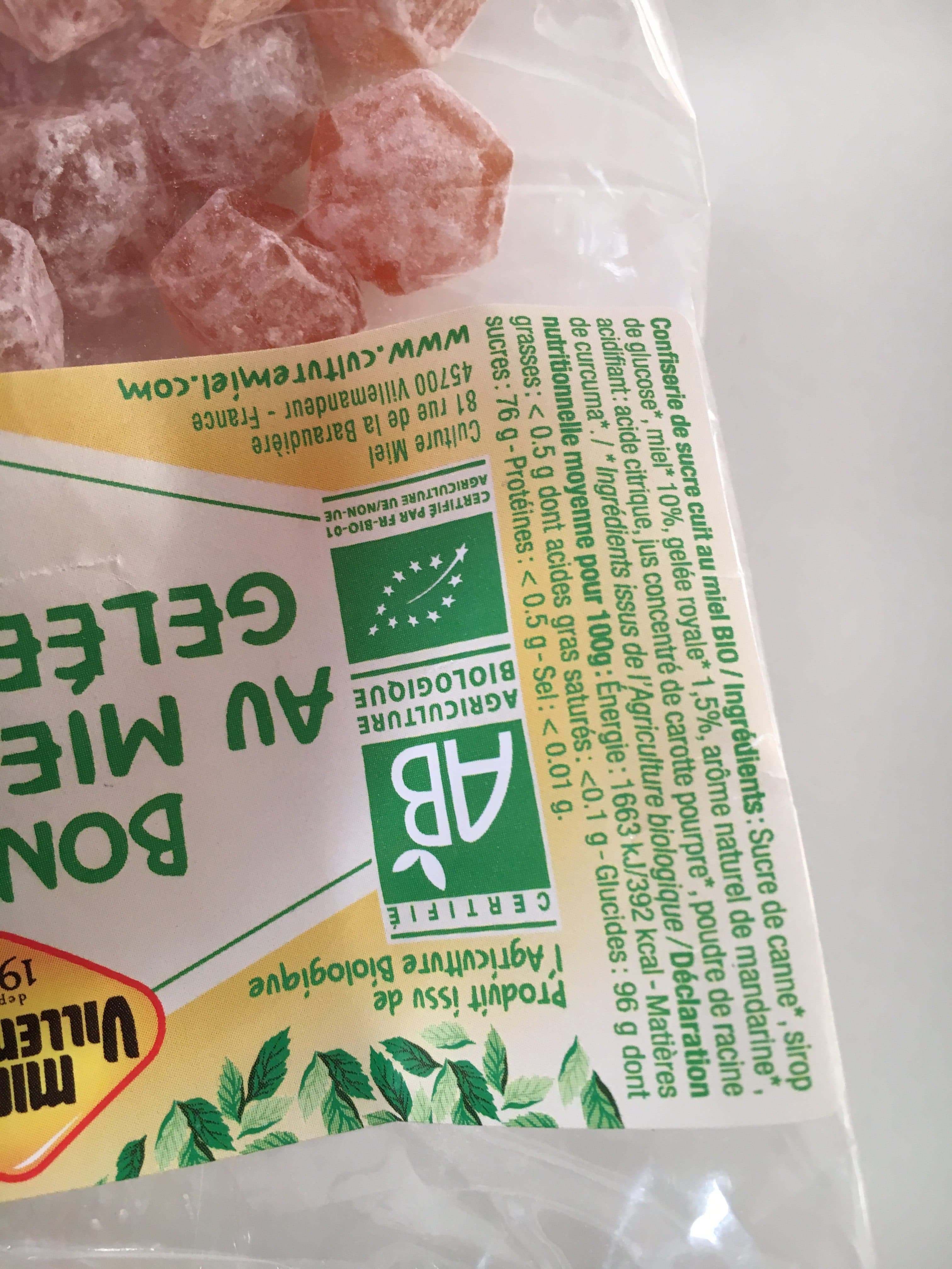 Miels Villeneuve Bonbons au miel et à la gelée royale bio packshot